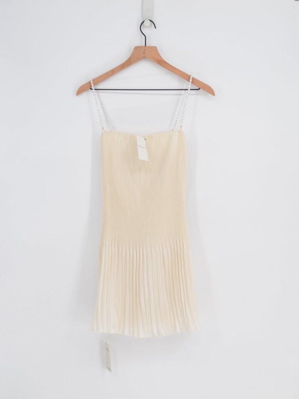 Abercrombie & Fitch The A&F Giselle Faux Pearl Pleated Mini Dress White S - Picture 2 of 8